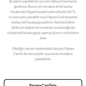 Papara Card Sözleşmeli Hesap