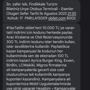 Obilet Fındıkkale Turizm İstanbul Esenler Seferinde Yaşadığım Mağduriyet