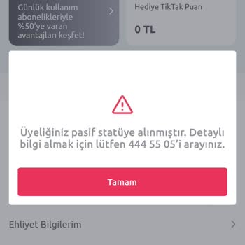 TikTak Kirala Pasif Statü Araç Kiralayamama