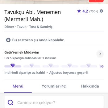 Getir Üzerinden Verdiğim Sipariş Sorunu
