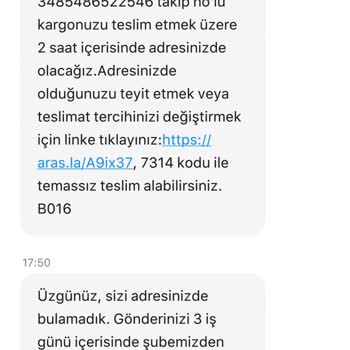 Aras Kargo Üzgünüz Sizi Evinizde Bulamadık