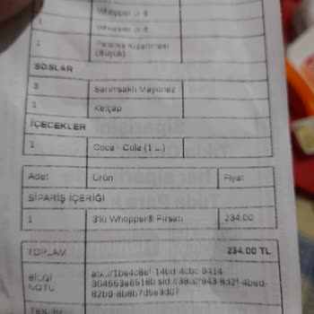 Burger King Eksik Ürün Teslimatı