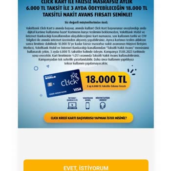 VakıfBank Click Kart Yanıltıcı Reklam.