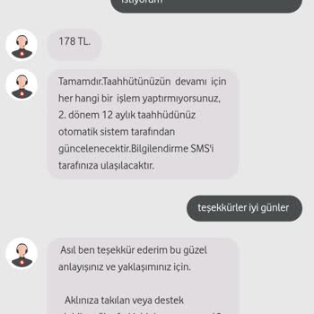 Vodafone Faturalı Hattımın Haksız Yere 178 Liradan 202 Liraya Çıkması