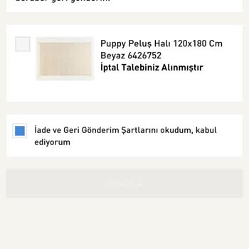 English Home İptal Edilen Sipariş Gönderildi
