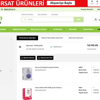 Vitamin Dolabı Ödemsi Yapıldığı Halde Gelmeyen Siparişler