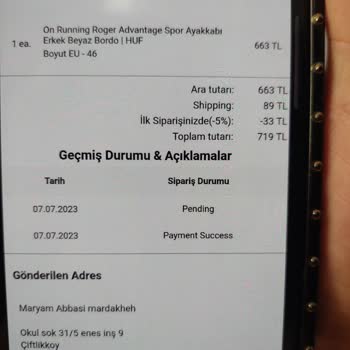 On Running Ayakkabı Sipariş Teslim Edilmedi