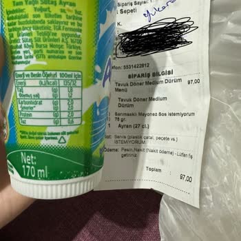 Yemeksepeti Maydanoz Döner Yanlış Miktarda İçecek Getirilmesi