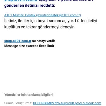 A101 Motor İçin Mail Gönderme Hatası
