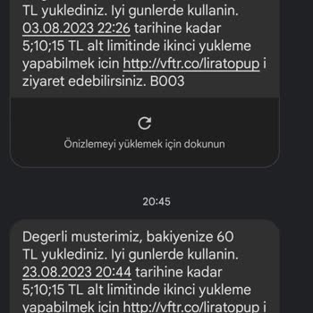 Vodafone Tl Yükleme Alt Limit Sorunu