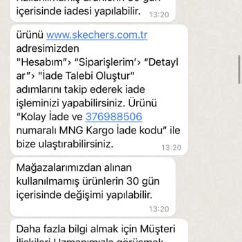 Skechers İade Ya Da Değişim Talebi