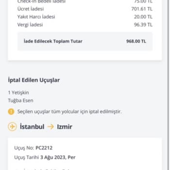 Pegasus Uçak Bileti İade Ücreti