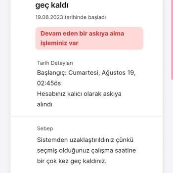 Yemek Sepeti Express Hesap Askıya Alınması