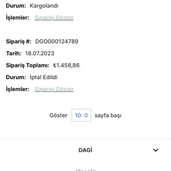 Dagi Eksik Ürün Gönderildi