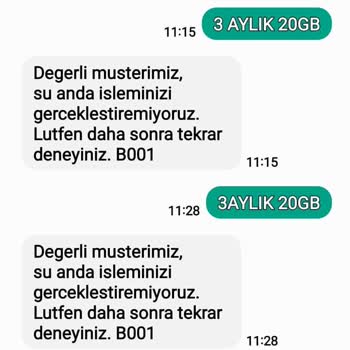 Türk Telekom 3 Aylık 20GB Paketimin Yenilenmemesi