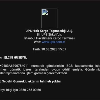 UPS Yurt Dışından Gelen Paket