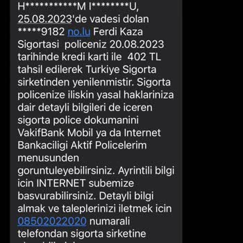 VakıfBank İzinsiz Kredi Kartımdan Hayat Sigorta Poliçesi Yeniliyor