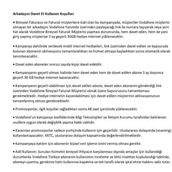 Vodafone Davet Et Kampanyası Hakkında Sorun