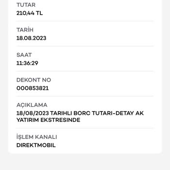 Akbank- Ak Yatırım Borç Alacak İşlemleri