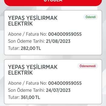YEPAŞ Otomatik Ödeme Sorunu
