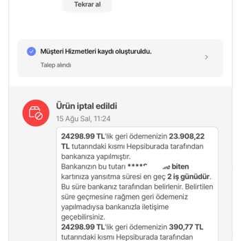 Hepsiburada Para İadesini Yapmıyor Ve Müşteri Hizmetleri Oyalıyor