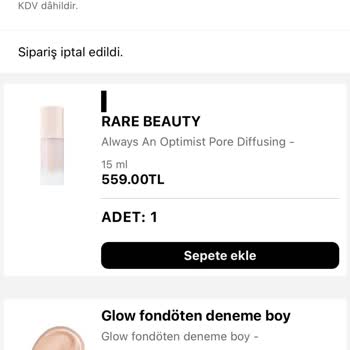 Sephora Stokta Olan Ürün Sipariş İptali