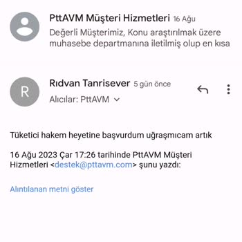 PttAVM Ürün İadesinin Gerçekleşip Para İadesi Gerçekleşmemesi