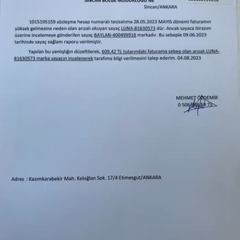Başkent Elektrik Dağıtım Yüksek Fatura Gelmesine Neden Olan Arızalı Sayaç
