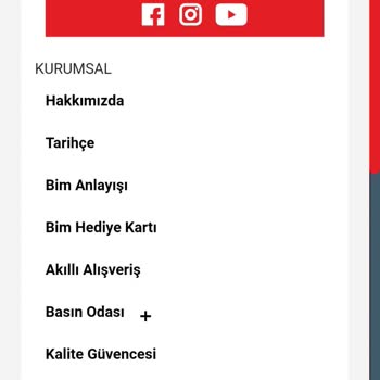 Arama Kısmı Olmayan BİM'in İnternet Sitesi