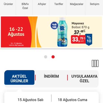 Arama Kısmı Olmayan BİM'in İnternet Sitesi