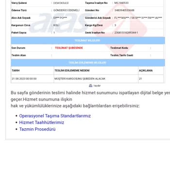 FLO Ayakkabı Sipariş Ettiğim Kargo Adrese Teslim Edilmedi...