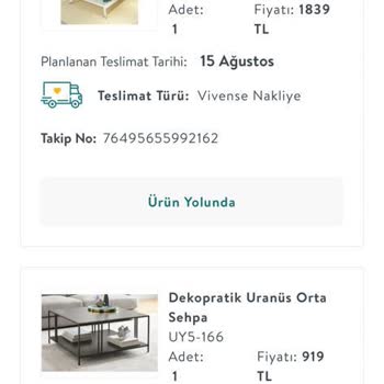 Vivense Ürünlerim Teslim Edilmiyor.