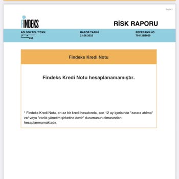 Findeks Kredi Notu Hesaplanamamıştır