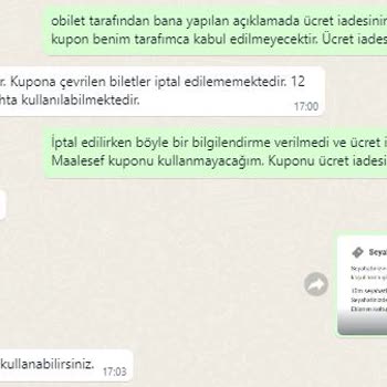 Kamil Koç Bilet İptali Sonrası Para İadesi Yerine Kupon Verilmesi