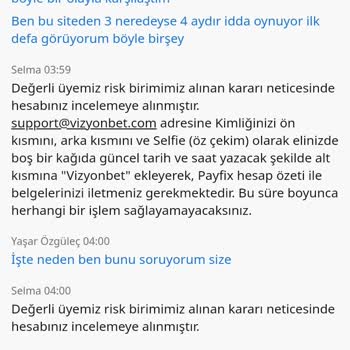 Vizyon Bet Para Kazanmaya Başlayınca Hesabımı İncelemeye Aldı