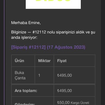 Didosbag (Instagram) Sipariş Takibi Yapamıyorum