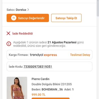 Trendyol Ürün İade İptali