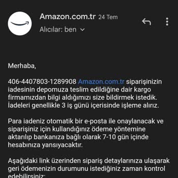 Amazon Para İadesi Yapılmıyor.
