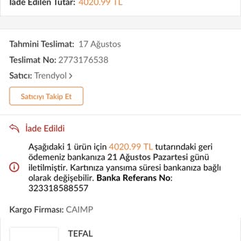 Trendyol Ürün Gönderilmedi Ve Bilgim Dışında İptal Edildi