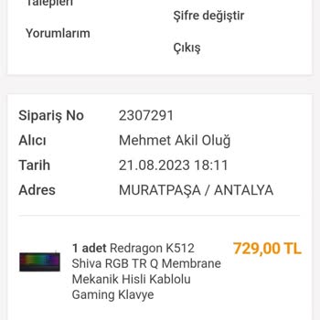 İncehesap Sipariş İptal Etme Süreci