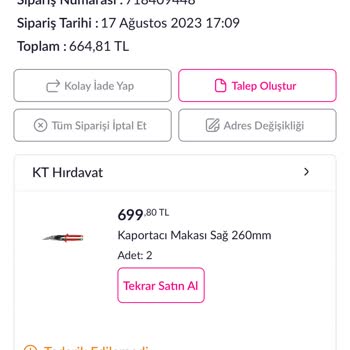 Milwaukee Satın Alınan Ürünü Göndermeyip Satışı İptal Etmesi