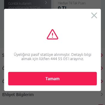 Tiktak Kirala Üyeliğimin Pasif Hale Gelmesi