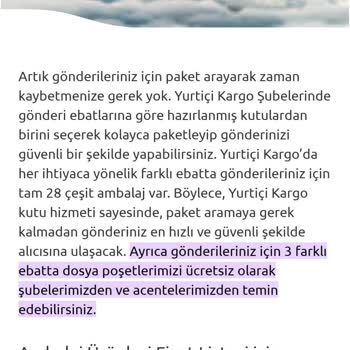 Yurtiçi Kargo Ücretsiz Kargo Poşeti