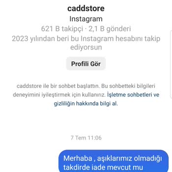 Cadde (caddstore) Instagram Giyim Mağazası İademi Yapmıyor