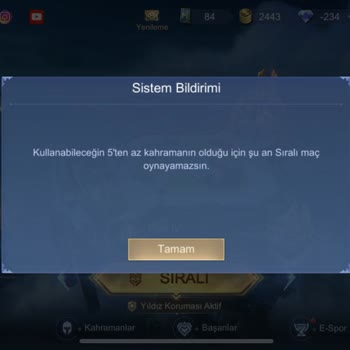 Mobile Legends Karakterler Ve Kostümler Yok Sıralı Mod Giremiyorum