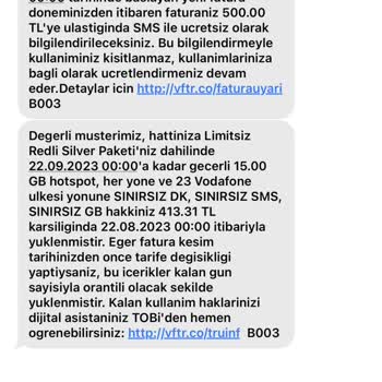 Vodafone Tarife Hakkında Sorun