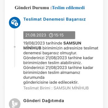 MNG Kargo Samsun Minihub Şube Kargomu Teslim Etmiyor