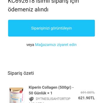 Kiperin Collagen 15 Gündür Gelmeyen Ürün