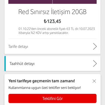 Vodafone Tarifede Fiyat Farkı