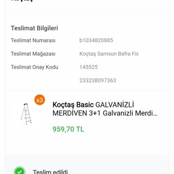 Koçtaş Satın Aldığım Ürünümü Tarafıma Ulaştırmadı!